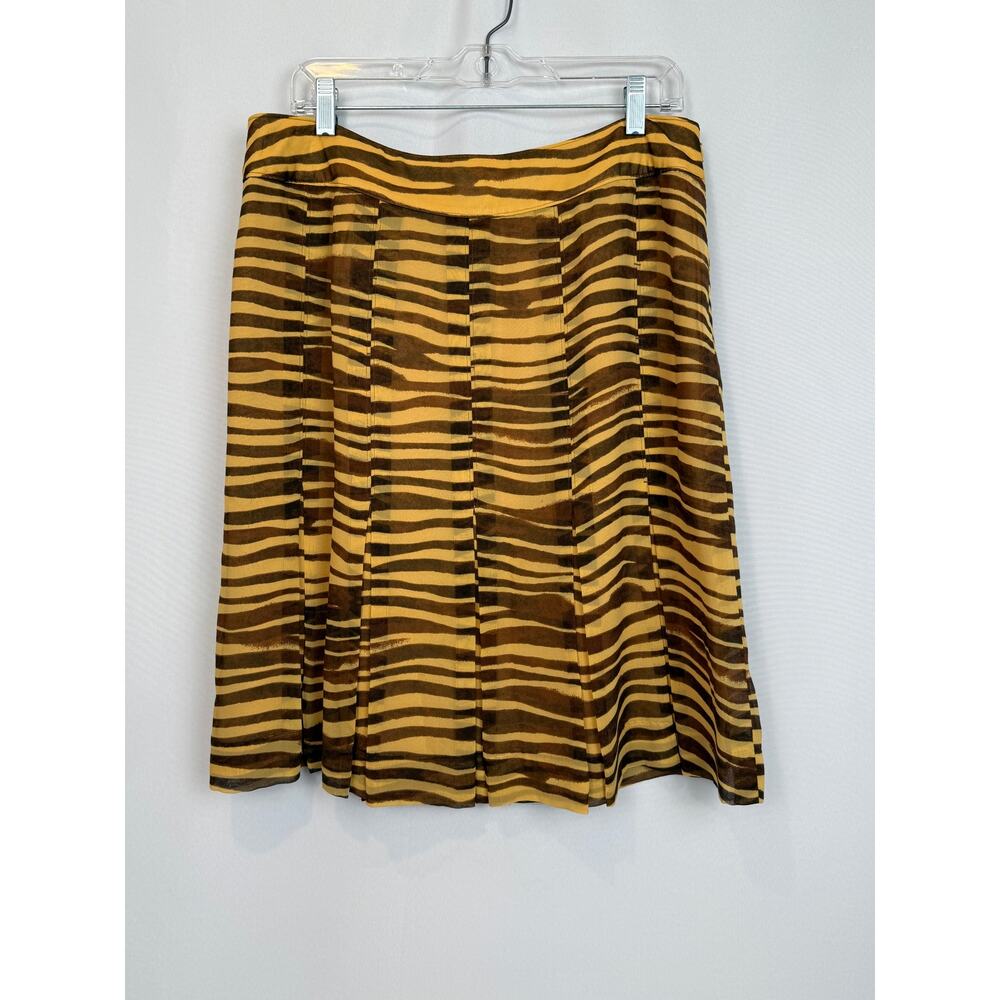 Carlisle 100% Silk Tiger Stripe Sleeveless Top Brown Gold Animal Print Sz 10